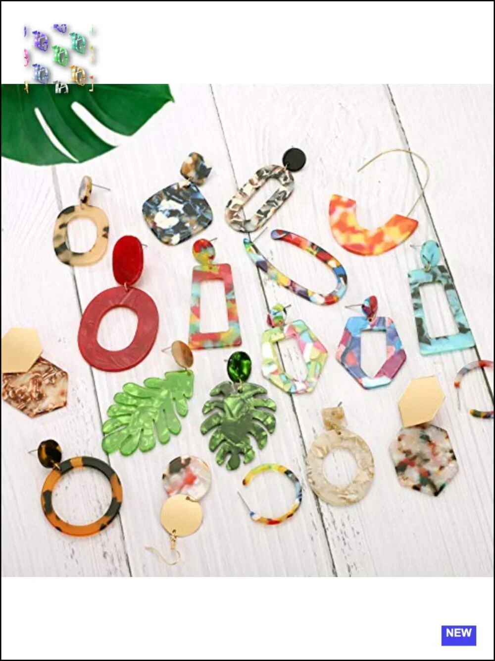 25 Pairs Acrylic Resin Statement Earrings Set Drop Dangle Hypoallergenic